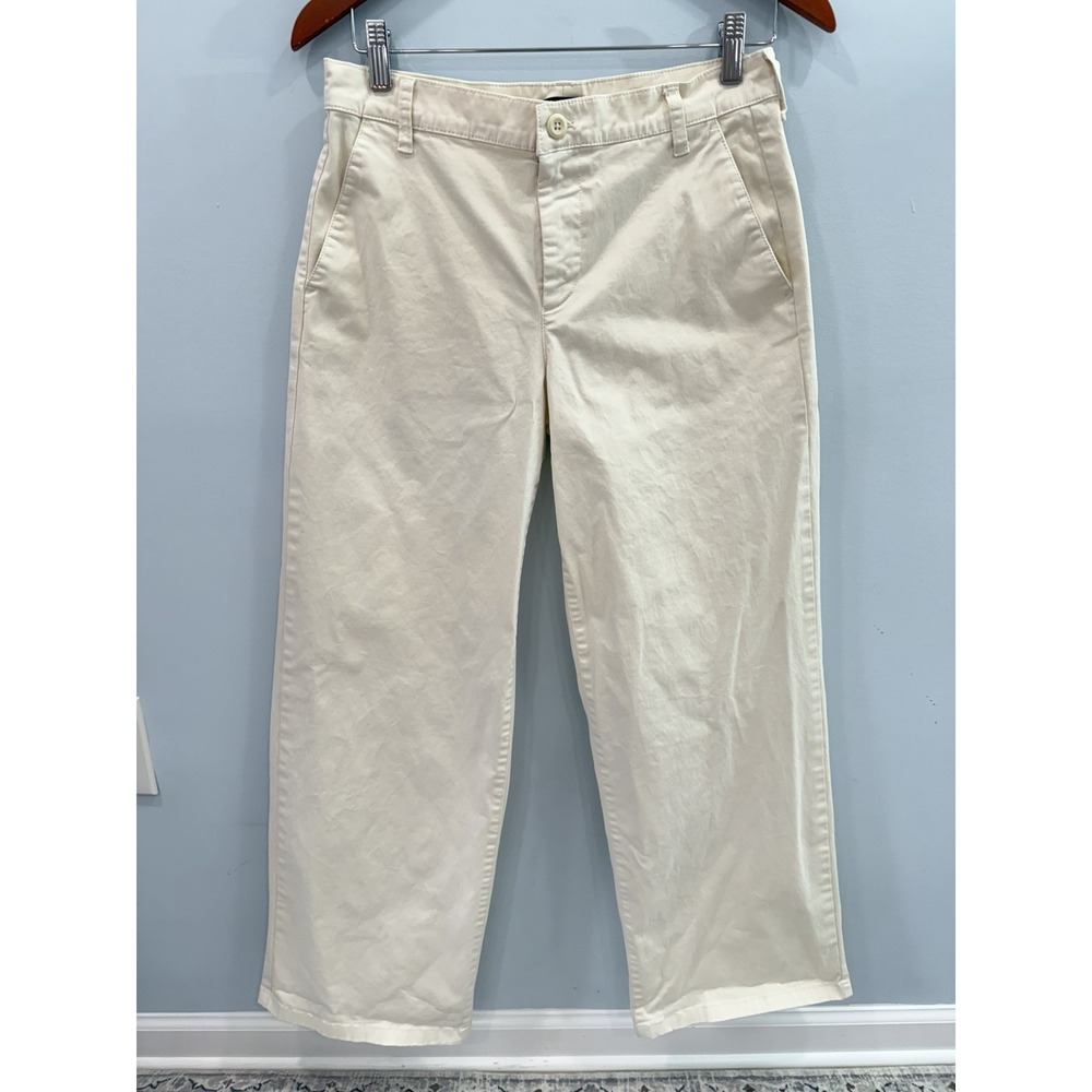J.Crew Women's 26 Cream Cotton Stretch Straight Leg Pants Chino Casual